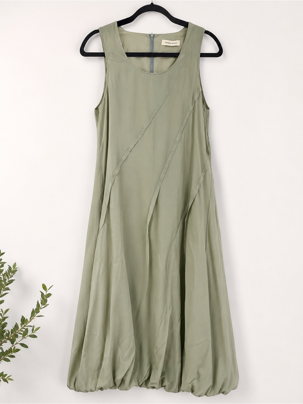 Nothing Nowhere Sage Green Bubble Hem Midi Dress Size S